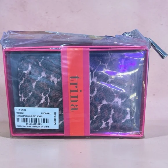 Trina Turk Leopard Print Wallet in Pink and Brown - Picture 3 of 3